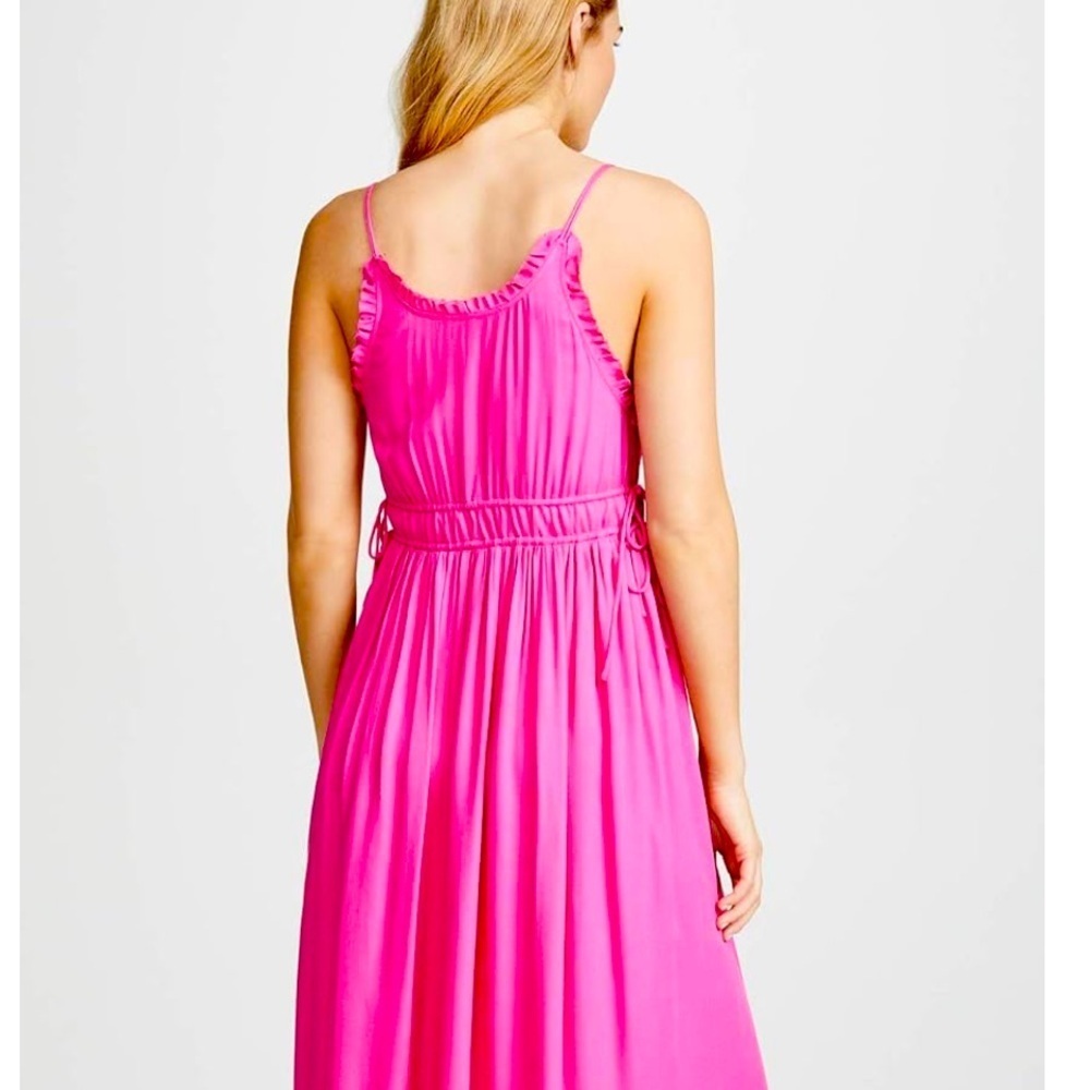 J Crew Magenta Pink Crinkle Midi Dress Dress Loose Fit Sz XS to S - Picture 6 of 16